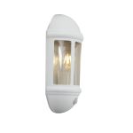 Ansell LED Wall Light Latina Half Lantern White - Suitable for E27 Up To 42W | IP65 - Motion and Light Sensor