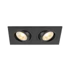 SLV New Tria 155 Spot Aluminium Black Square | Suitable for 2x GU10 