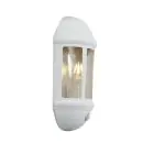 Ansell LED Wall Light Latina Half Lantern White - Suitable for E27 Up To 42W | IP65 - Motion and Light Sensor