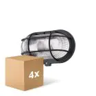 Multipack 4x D'Lite Wall Light Ecco Black Oval | IP44 - Suitable for 1x E27